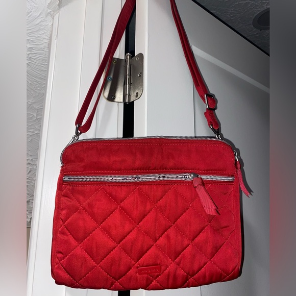 Vera Bradley Triple Compartment Crossbody bag in the color Cardinal Red. - Picture 1 of 8